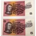 AUSTRALIA 1985 . FIVE 5 DOLLAR BANKNOTES . JOHNSTON/FRASER . CONSECUTIVE TEN